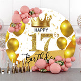 Allenjoy Balloon Golden Theme Happy Birthday Round Backdrop