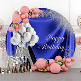 Allenjoy Balloon Heel Blue Silver Round Birthday Backdrop