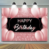 Allenjoy Balloon Pink Bokeh And Black Happy Birthday Backdrop