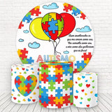 Allenjoy Balloon Puzzles Autism Awareness Round Backdrop Kit