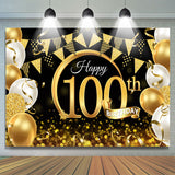 Allenjoy Balloon Ribbon With Flag Happy 100Th Birthday Backdrop