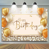 Allenjoy Balloons Gold Ribbons Dots Bokeh Birthday Backdrop