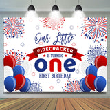 Allenjoy Balloons Little Firecracker 1St Birthday Backdrop