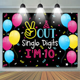 Allenjoy Balloons Out Single Digits 10Th Birthday Backdrop