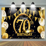 Allenjoy Balloons Stars Glitter Black 70Th Birthday Backdrop