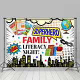 Allenjoy Bam Superhero Family Literacy Night Party Backdrop