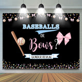 Allenjoy Baseballs Or Bows Blue Or Pink Baby Shower Backdrop