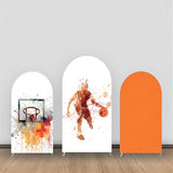 Allenjoy Basketball Man Splash Ink Orange Arch Backdrop Kit