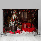 Allenjoy Baubles Tree Red Wood Photography Christmas Backdrop