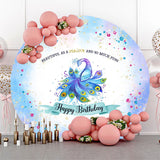 Allenjoy Beautiful As Peacock Watercolor Round Birthday Backdrop