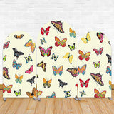 Allenjoy Beige Colorful Butterfly Birthday Arch Backdrop Kit