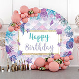 Allenjoy Benthos Seahorse Mermaid Round Backdrop Birthday