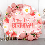 Allenjoy Berry First Strawberry Round 1St Birthday Backdrop