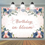 Allenjoy Birthday In Bloom Pink Floral Bokeh Biurthday Backdrop