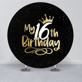 Allenjoy Black 16Th Birthday Party Gold Round Backdrops