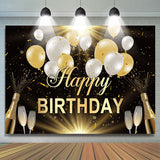 Allenjoy Black And Balloons Glitter Happy Birthday Backdrop