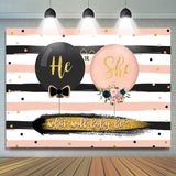 Allenjoy Black And Blush Gender Reveal Baby Shower Backdrop