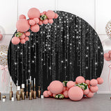 Allenjoy Black And Glitter Tassels Round Birthday Backdrop