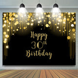 Allenjoy Black And Gold Glitter Happy 30Th Birthday Background