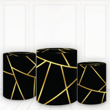 Allenjoy Black And Golden Geometry Pillar Wrap Classical Cylinder Cover