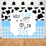 Allenjoy Black And White Cow 1St Happy Birthday Party Backdrop