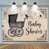 Allenjoy Black Baby Cart And Spider Halloween Baby Shower Backdrop