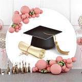 Allenjoy Black Bachelor Cap Simple Circle Graduation Backdrop