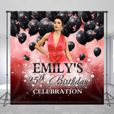 Allenjoy Black Balloons Pearls Custom 25Th Birthday Backdrop