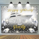 Allenjoy Black Boat Party Shiny Diamond Birthday Backgrounds