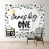 Allenjoy Black Confetti Radio Custom 1St Birthday Backdrop