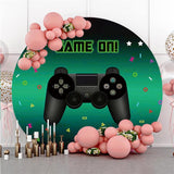 Allenjoy Black Game Handle Round Happy Birthday Backdrop For Boy