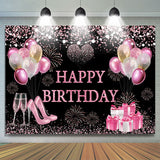 Allenjoy Black Glitter Balloon Gifts Sparkle Birthday Backdrop