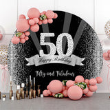 Allenjoy Black Glitter Diamond 50Th Birthday Round Backdrop