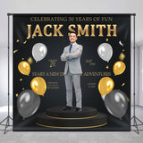 Allenjoy Black Gold Balloon Custom 35Th Birthday Backdrop