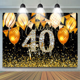 Allenjoy Black Gold Balloons Cheers 40Th Birthday Backdrop