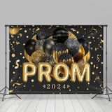 Allenjoy Black Gold Balloons Ribbons Prom Dance Backdrop