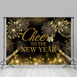 Allenjoy Black Gold Cheers To The New Year Holiday Backdrop