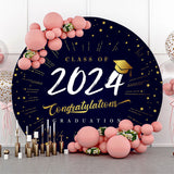 Allenjoy Black Gold Class Of 2024 Round Graduation Backdrop