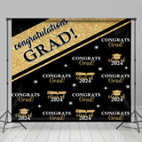 Allenjoy Black Gold Congrats Grad Repeat Graduation Backdrop