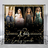 Allenjoy Black Gold Custom Congrats 2024 Graduation Backdrop