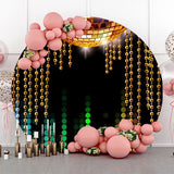 Allenjoy Black Gold Disco Stage Musical Round Party Backdrop