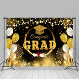 Allenjoy Black Gold Sparkle Champagne Graduation Backdrop