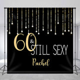 Allenjoy Black Gold Stars Custom 60Th Birthday Backdrop