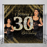 Allenjoy Black Gold Talk Thirty Custom Photo Birthday Backdrop