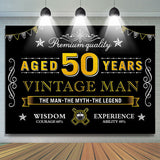 Allenjoy Black Gold Vintage 50Th Birthday Backdrop For Men