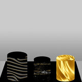 Allenjoy Black Golden Abstract Backdrop Plinth Cylinder Cover Kit