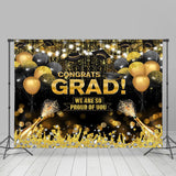 Allenjoy Black Golden Diamond Champagne Graduation Backdrop