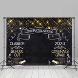 Allenjoy Black Golden Glitter Chalk Hat Graduation Backdrop