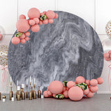 Allenjoy Black Grey Abstract Marble Round Birthday Backdrop