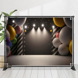 Allenjoy Black Light Balloons Gray Happy Birthday Backdrop